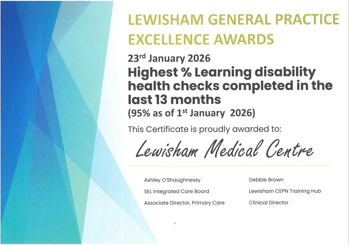 260126 Lewisham Medical Certificate General Practice Excellence Award 1
